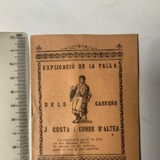Libros: EXPLICACIÓN DE LA FALLA DELS CARRERS J. COSTA I CONDE D’ ALTEA. VALENCIA, 1951. IMP. NOGUERA.. Lote 400814059