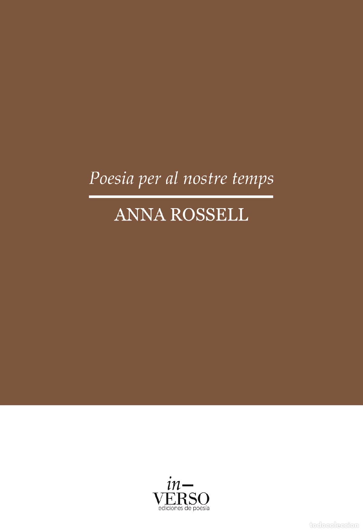 Libros: POESIA PER AL NOSTRE TEMPS - Anna Rossell