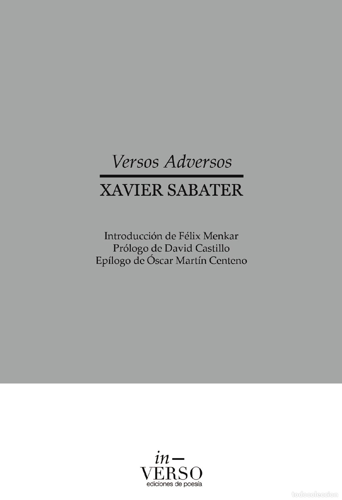 Libros: Versos adversos - Xavier Sabater - Foto 1