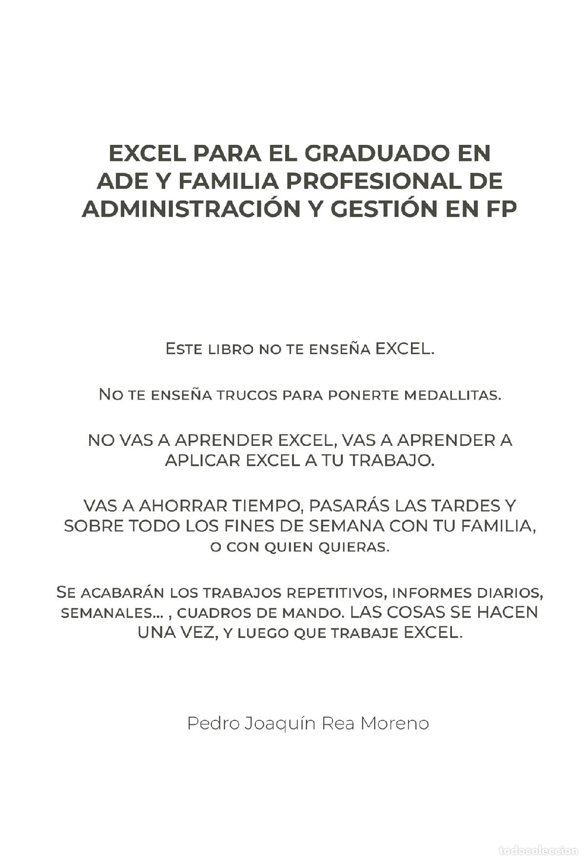 Libros: EXCEL PARA EL GRADUADO EN ADE Y FAMILIA PROFESIONAL DE ADMINISTRACI&Oacute;N Y GESTI&Oacute;N EN FP - Pedro Joaqu&iacute;