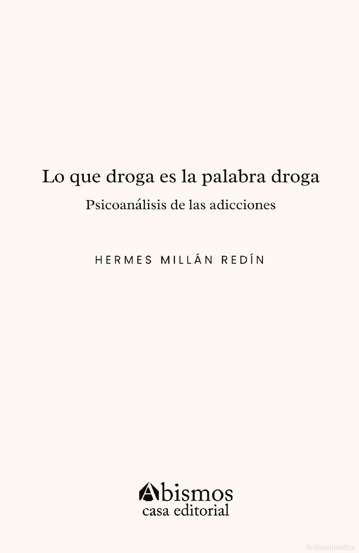 B&uuml;cher: Lo que droga es la palabra droga - Psicoan&aacute;lisis de las adicciones - Hermes Mill&aacute;n Red&iacute;n