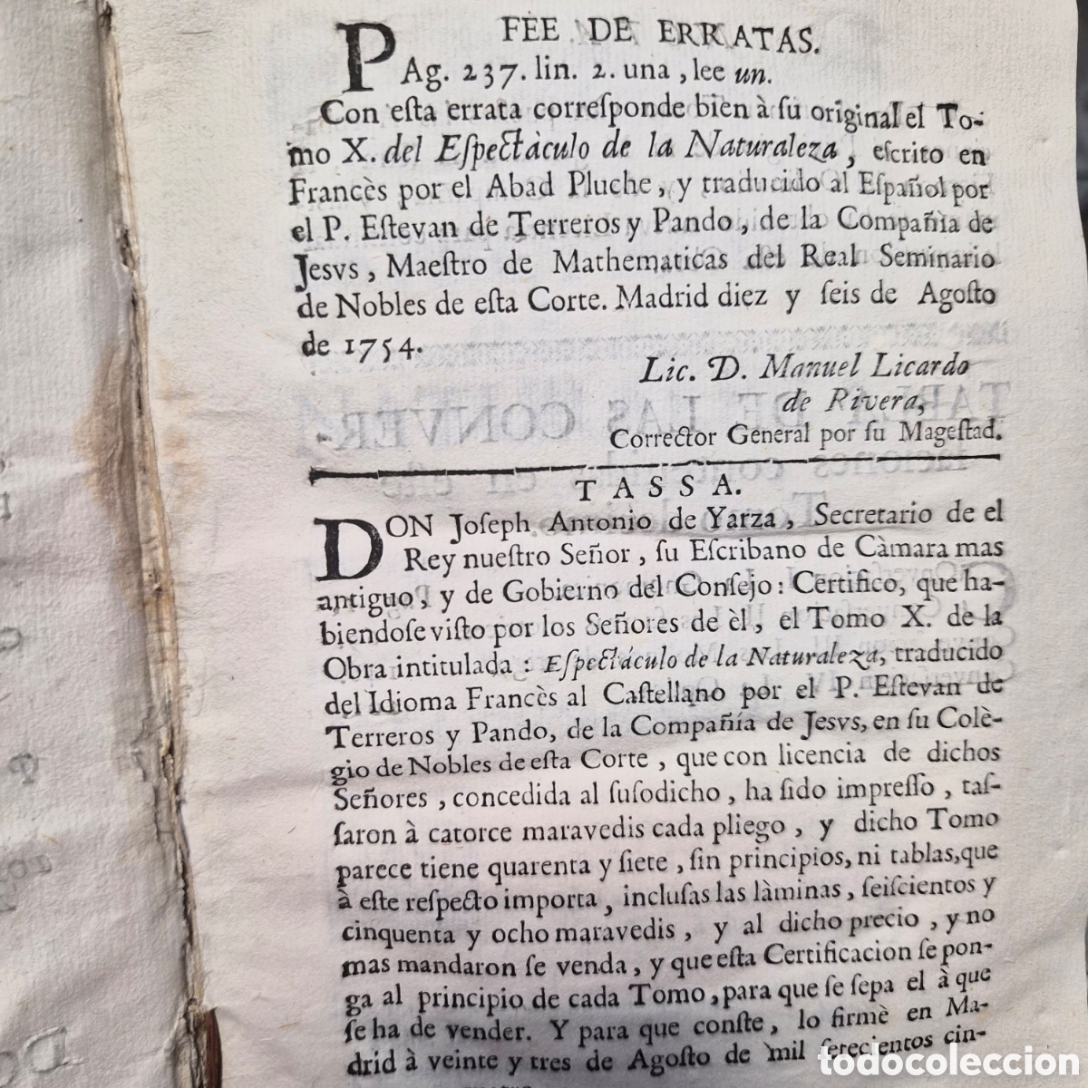 Libros: Libro Espectaculo de la Naturaleza a&ntilde;o 1754 - Foto 2