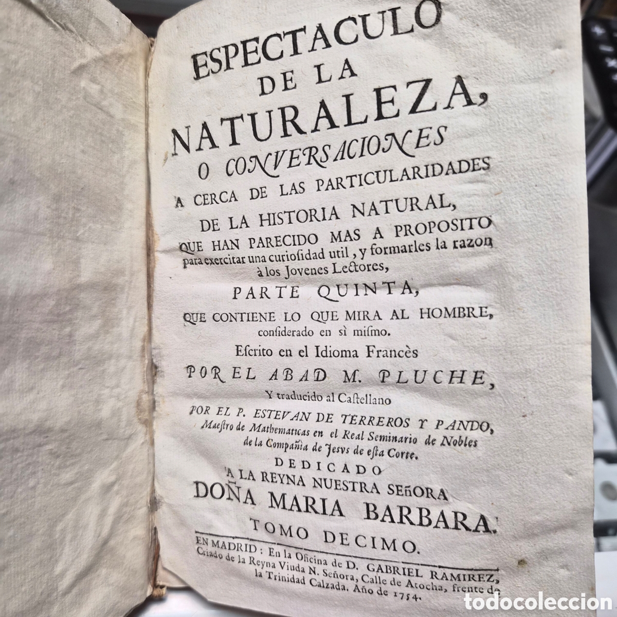 Libros: Libro Espectaculo de la Naturaleza a&ntilde;o 1754 - Foto 1