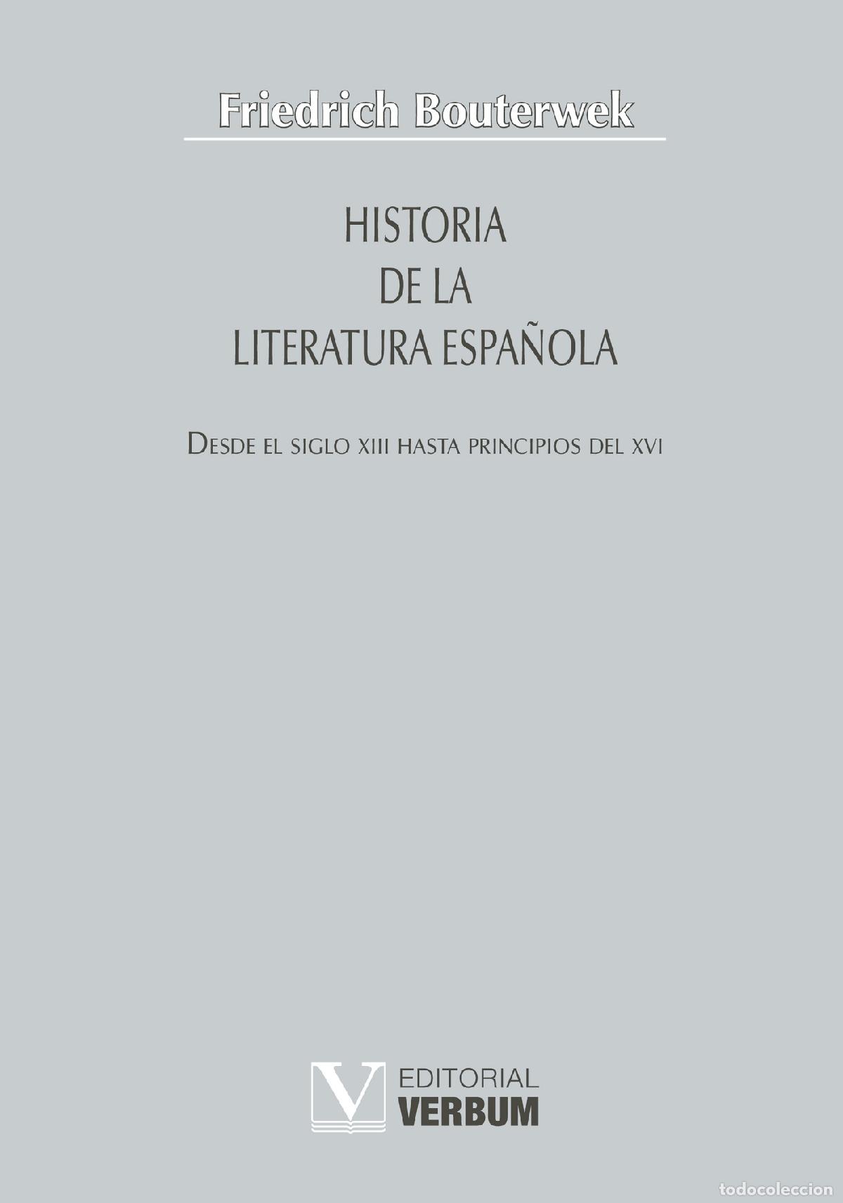 books: Historia de la literatura espa&ntilde;ola - Friedrich Bouterwek