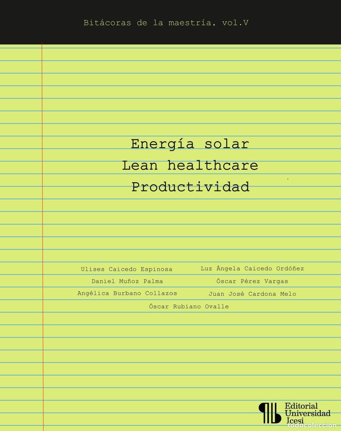 Libros: Energ&iacute;a solar Lean healthcare Productividad - Ang&eacute;lica Burbano Collazos