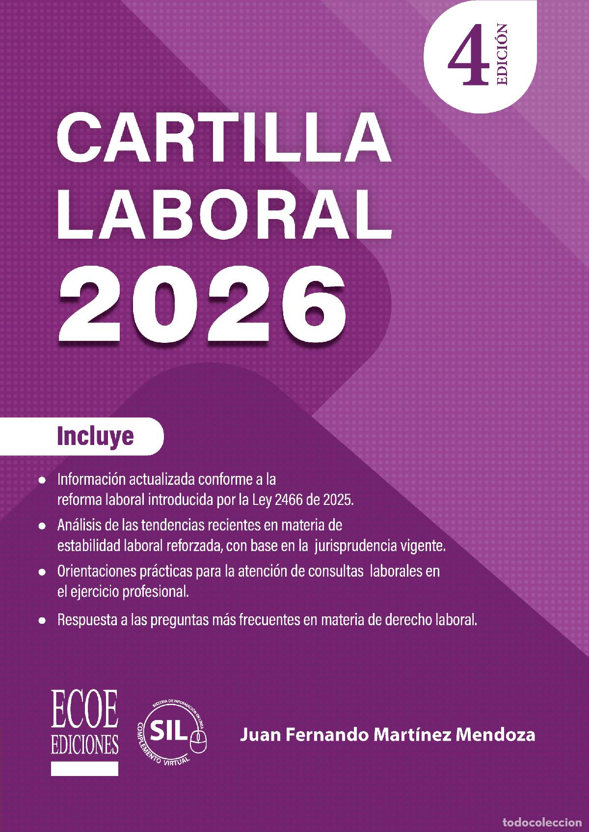 Libros: Cartilla laboral 2026 - Juan Fernando Mart&iacute;nez Mendoza