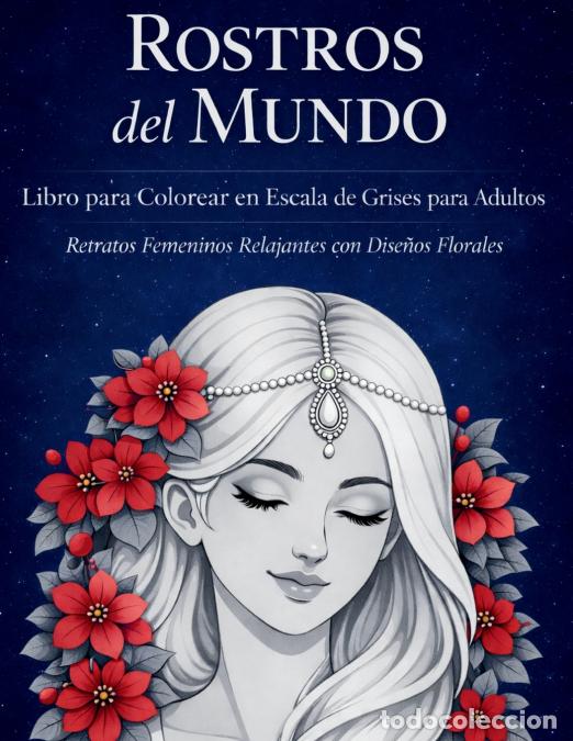 Libri: Rostros del Mundo - Libro para Colorear en Escala de Grises para Adultos - Johana Iahn