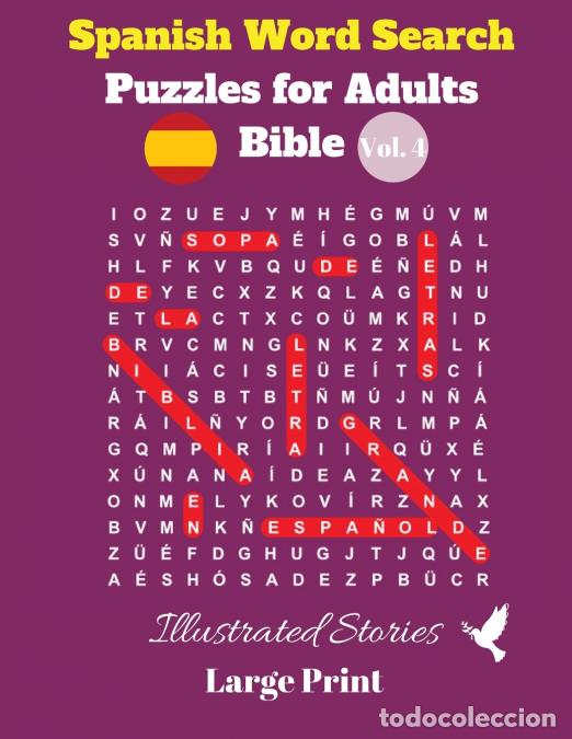 books: Spanish Word Search Puzzles For Adults - Bible Vol. 4 Illustrated Stories, Large Print - Pupiletras