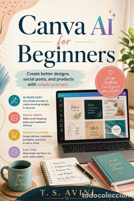 Libros: Canva AI For Beginners - Create better designs, social posts, and products with simple prompts - T.S