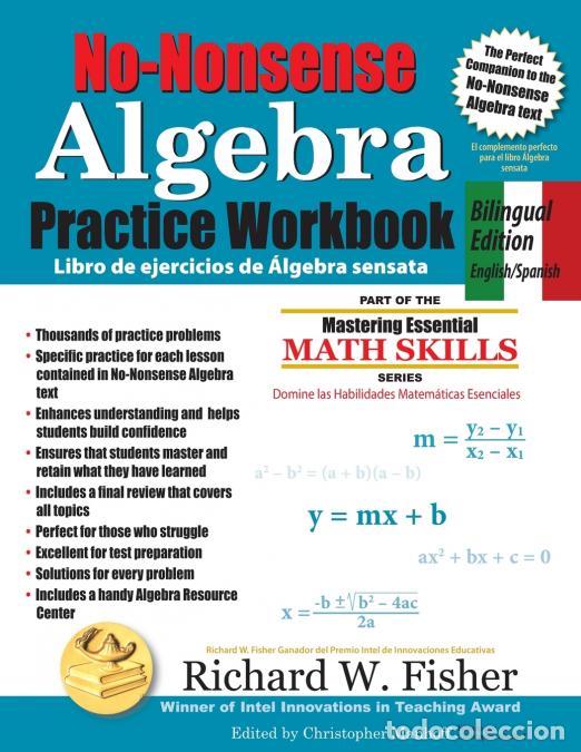 books: No-Nonsense Algebra Practice Workbook, Bilingual Edition - English-Spanish - Richard W Fisher