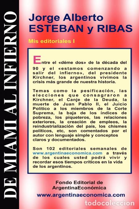 Libros: DE MIAMI AL INFIERNO - Jorge Alberto ESTEBAN y RIBAS