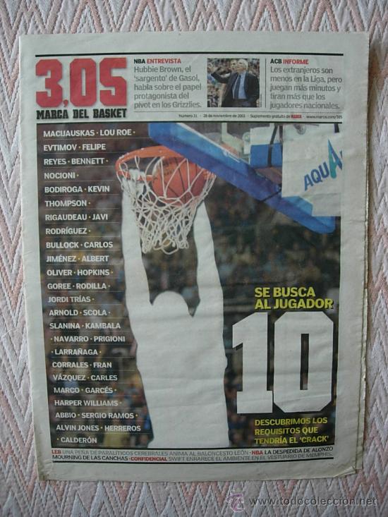 Coleccionismo deportivo: SUPLEMENTO PERIODICO MARCA DEL BASKET 3,05 N&ordm; 31 - Foto 1