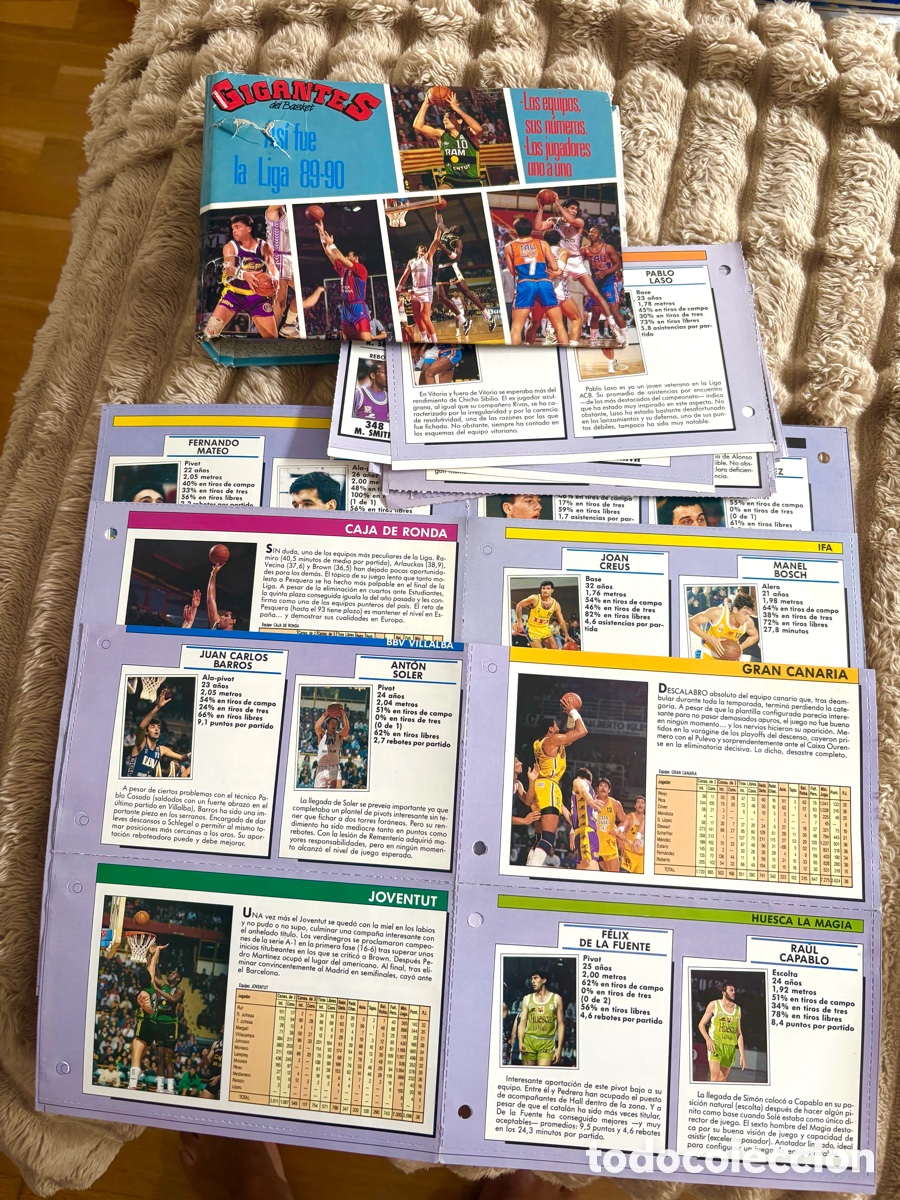 Coleccionismo deportivo: Archivador + 33 Fichas &rdquo;As&iacute; fue la Liga 89-90&rdquo; Gigantes del Basket