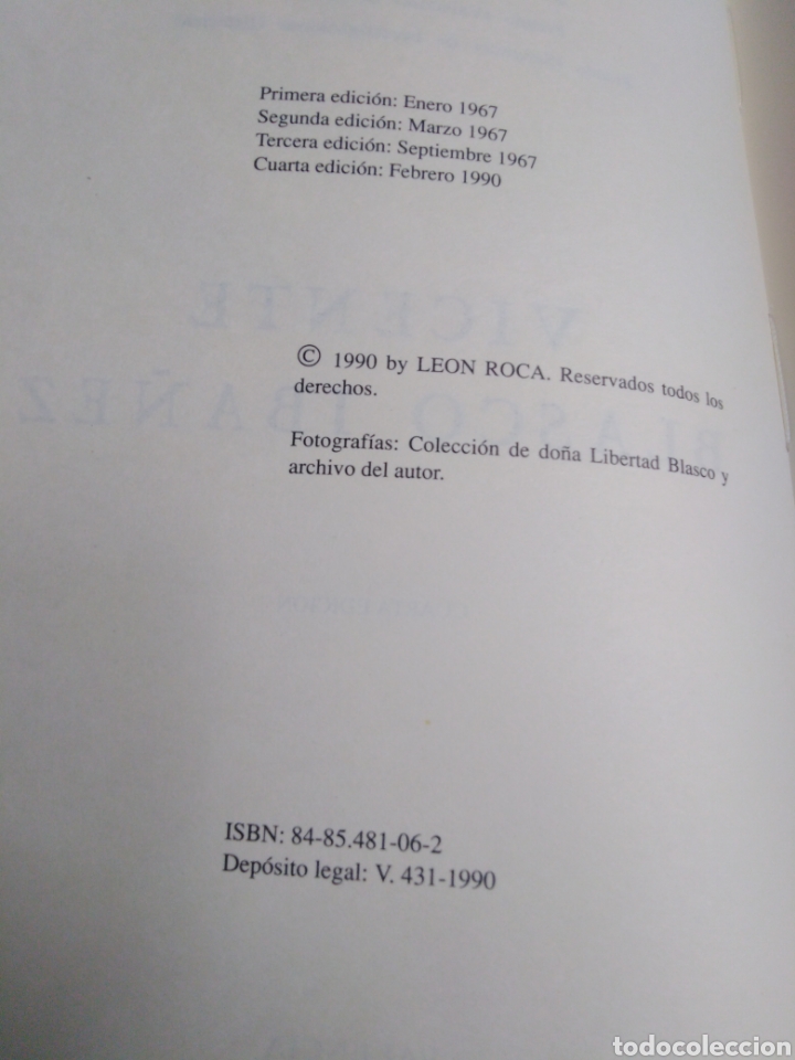 Libros: VICENTE BLASCO IBÁÑEZ-J.L.EON ROCA-4°EDICION 1990 VALENCIA ILUSTRADO - Foto 5 - 222967543