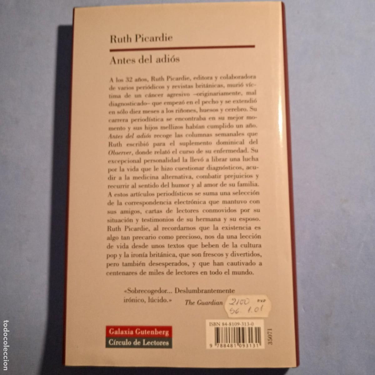 Libros: RUTH PICARDIE Antes del adi&oacute;s - Foto 2