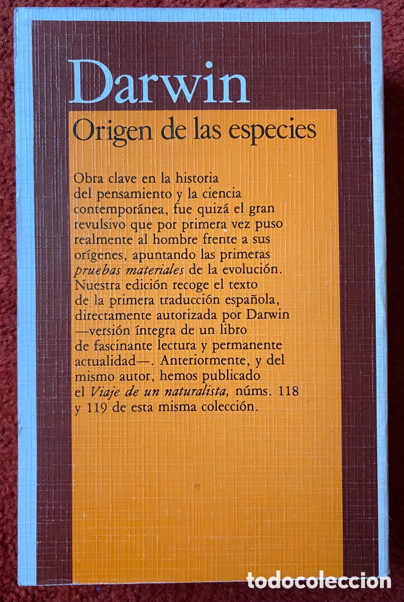 Libros: Libro ORIGEN DE LAS ESPECIES de DARWIN - Foto 2