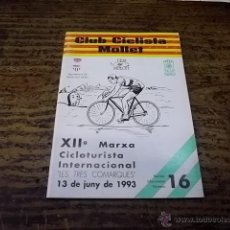 Coleccionismo deportivo: 3407.- CICLISMO-CLUB CICLISTA MOLLET-XII MARCHA CICLOTURISTA AÑO 1993