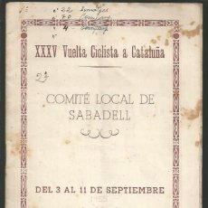 Coleccionismo deportivo: PROGRAMA XXXV VUELTA CICLISTA A CATALUÑA, AÑO 1955 - COMITÉ LOCAL DE SABADELL. Lote 135826682