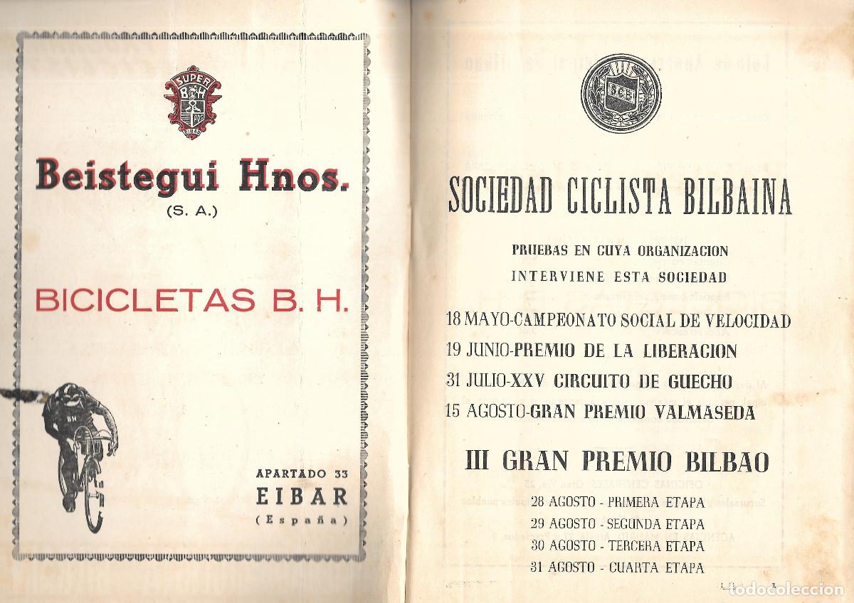 Coleccionismo deportivo: Bilbao. Programa ciclista 1952 - Foto 2