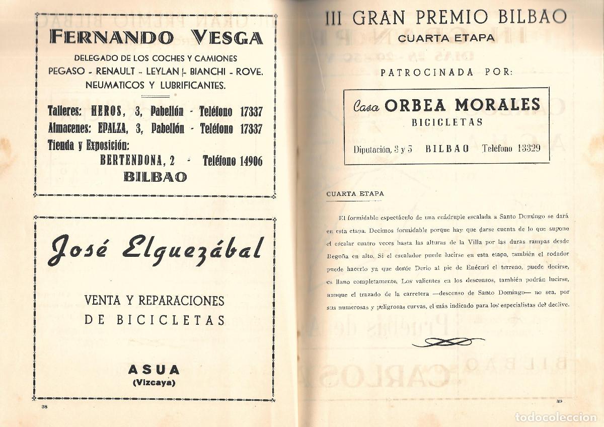 Coleccionismo deportivo: Bilbao. Programa ciclista 1952 - Foto 5