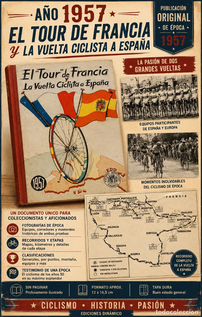 Coleccionismo deportivo: 1957 | EL TOUR DE FRANCIA Y LA VUELTA CICLISTA A ESPA&Ntilde;A | CICLISMO | EDICIONES DIN&Aacute;MICO