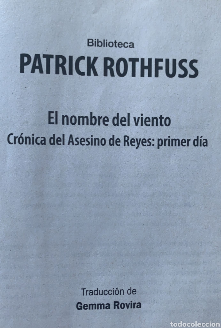 Libros: “El nombre del viento” de Patrick Rothfuss. Barcelona. 2016 - Foto 4 - 284616913