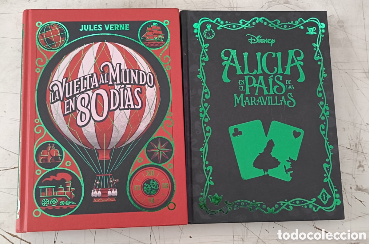 Libros: Colecci&oacute;n de libros. La vuelta al mundo en 80 d&iacute;as y Alicia en el Pa&iacute;s de las maravillas.