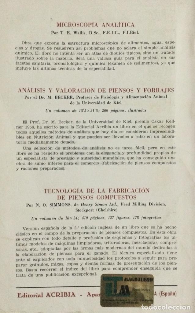 Libros: Determinaci&oacute;n microsc&oacute;pica de los componentes de los piensos. Acribia. NUEVO - Foto 2