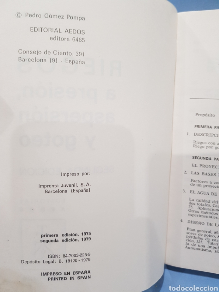 Libros: Riegos, Editorial Aedos , a&ntilde;o 1979 - Foto 3