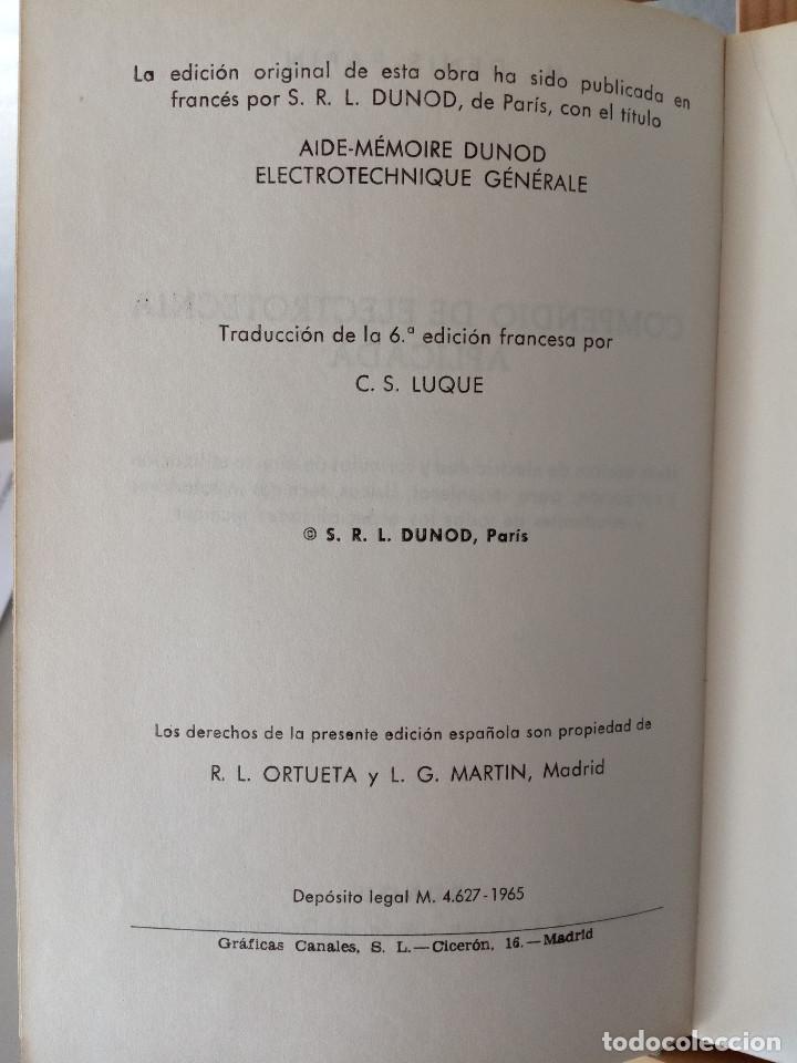 Libros: COMPENDIO DE ELECTROTECNIA APLICADA. Denis Papin - Foto 2