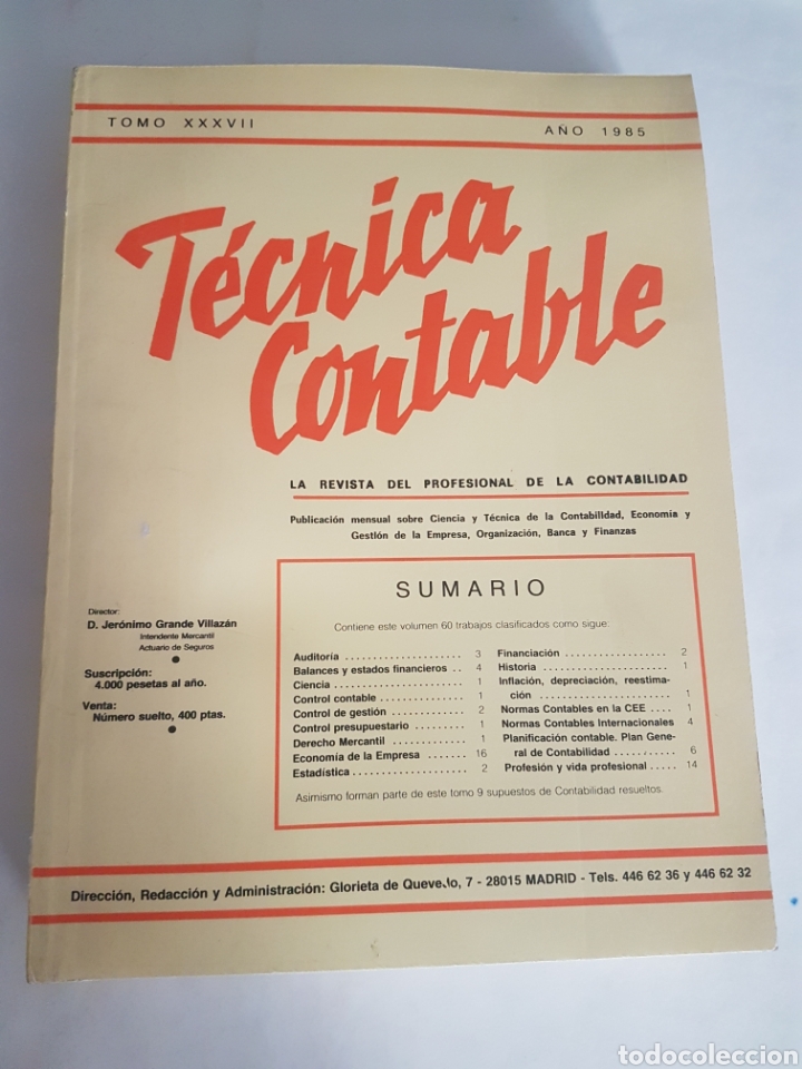 Libros: TECNICA CONTABLE JERONIMO GRANDE VILLAZAN 1985 - Foto 1