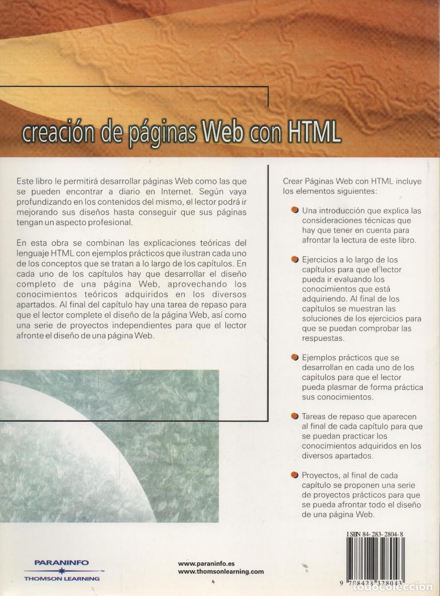Libros: Creaci&oacute;n de p&aacute;ginas web con HTML. Patrick Carey. Paraninfo. 2001. Inform&aacute;tica. - Foto 2