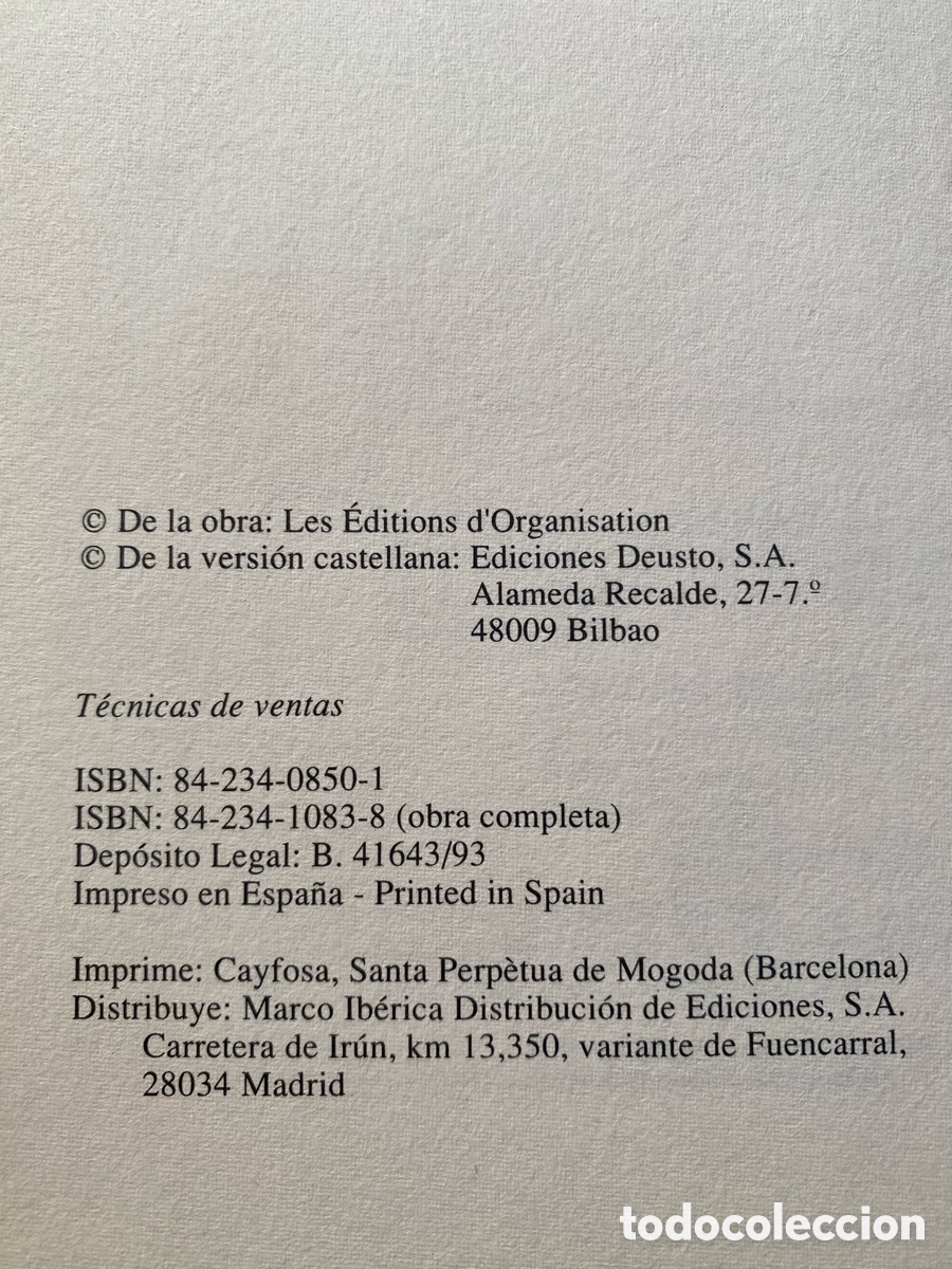 Libros: VENTAS T&eacute;cnicas de Venta P. Rataud Biblioteca empresarial Deusto - Foto 3