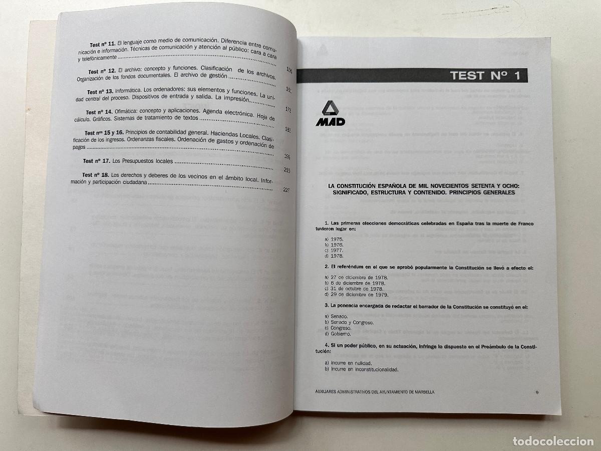 Libros: 2 LIBROS DE TEST DE OPOSICIONES AUXILIARES ADMINISTRATIVOS - Foto 6