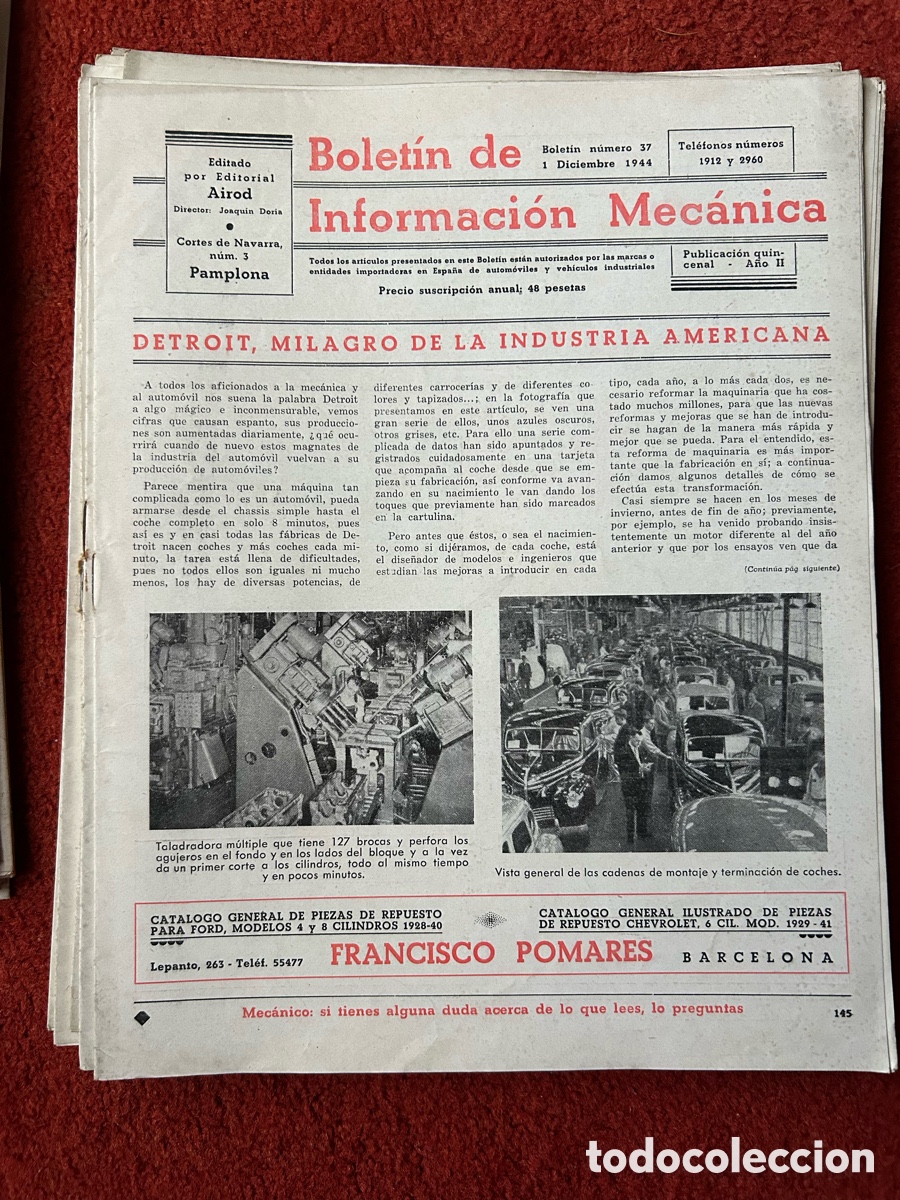 Libros: Bolet&iacute;n de Informaci&oacute;n Mec&aacute;nica 1943-45 - Foto 5