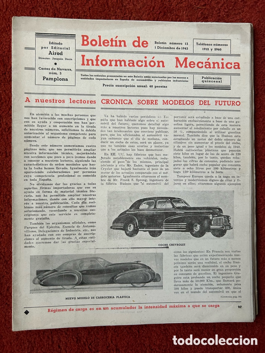 Libros: Bolet&iacute;n de Informaci&oacute;n Mec&aacute;nica 1943-45 - Foto 9