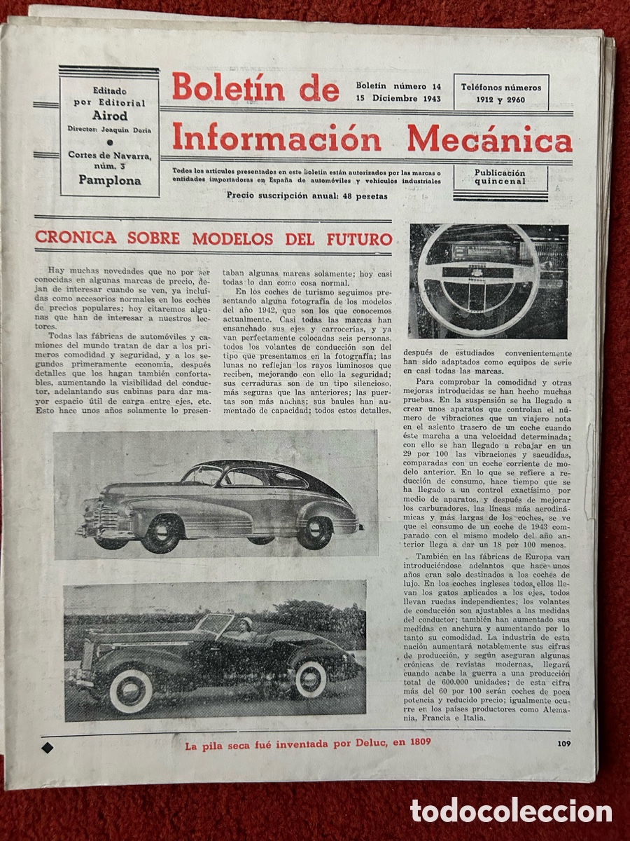 Libros: Bolet&iacute;n de Informaci&oacute;n Mec&aacute;nica 1943-45 - Foto 1