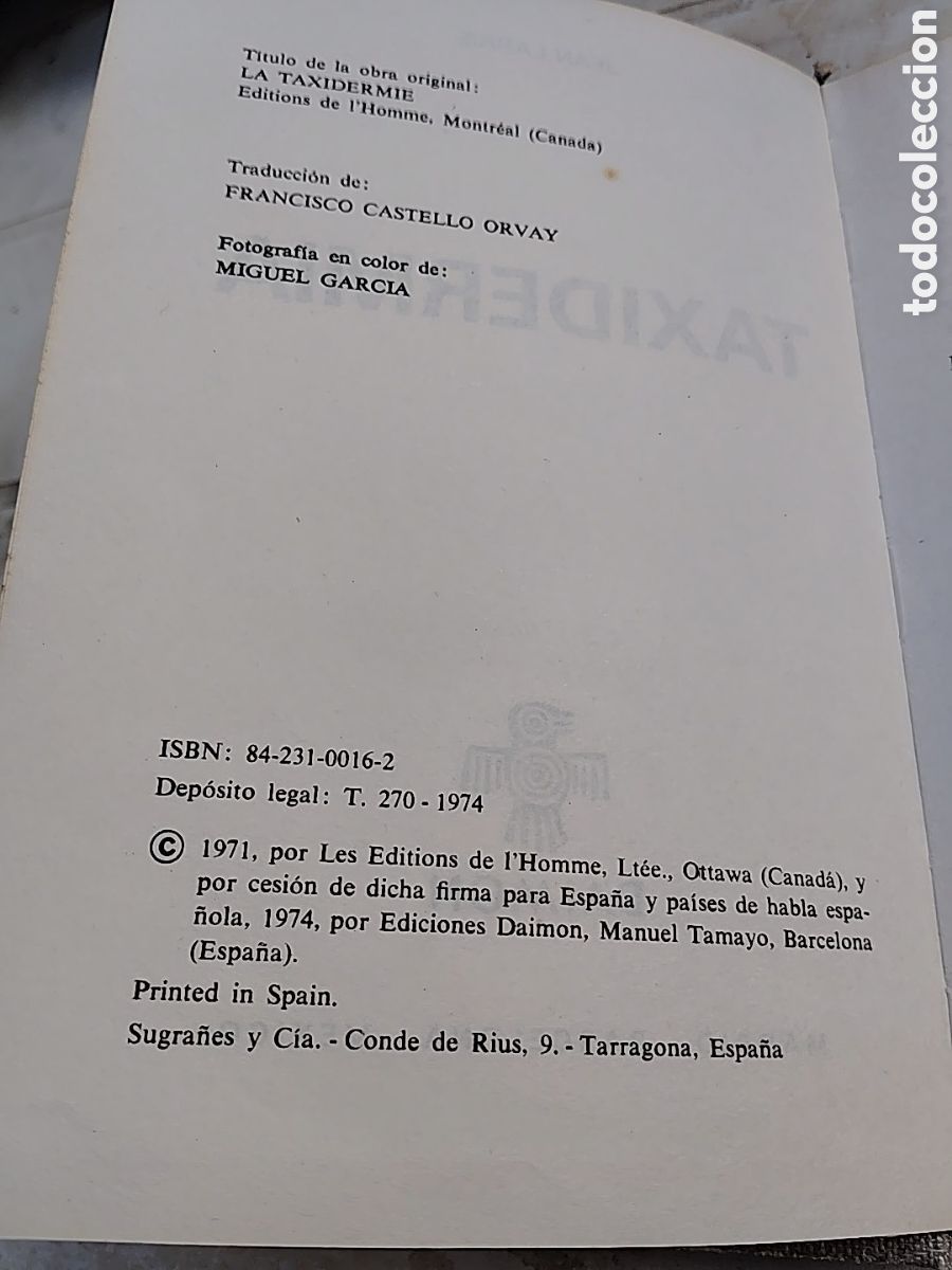Libros: Taxidermia. Editorial Daimon. A&ntilde;o 1942 - Foto 2
