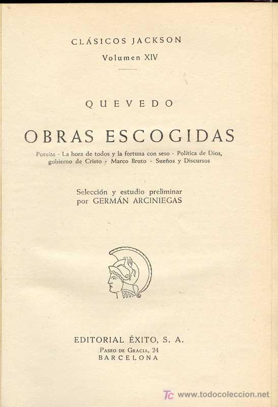 Libros de segunda mano: 1951: QUEVEDO - Obras escogidas - - Foto 1