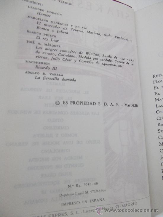 Libros de segunda mano: WILLIAM SHAKESPEARE. OBRAS INMORTALES. EDAF. 1966 - Foto 4