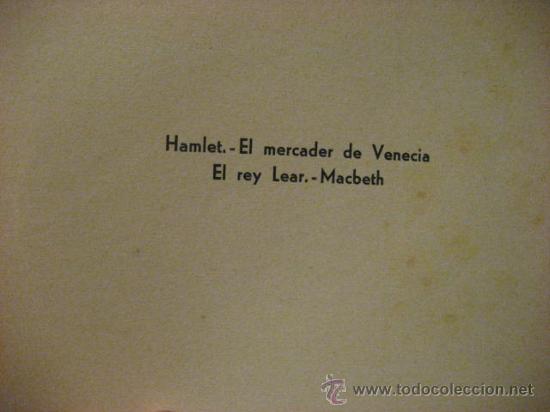 Libros de segunda mano: shakespeare, dramas, hamlet, el rey lear, macbeth, gil editor 1933 ilustrado - Foto 3