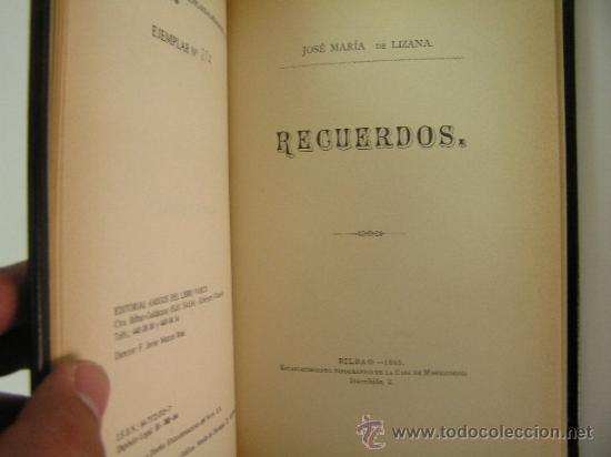 Libros de segunda mano: recuerdos, jose maria de lizana,1885, facsimil numerado, ref clasicos vr0 - Foto 5