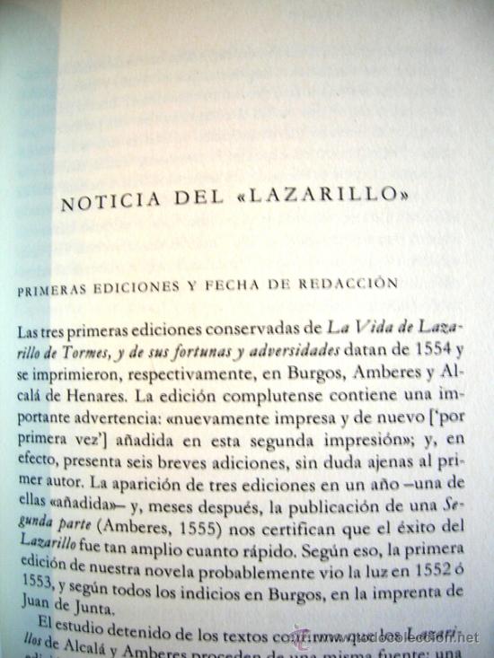 Libros de segunda mano: LAZARILLO DE TORMES. ANONIMO.CUIDADA EDICION CON Tapas duras, sobrecubierta, marcap&aacute;ginas... - Foto 6