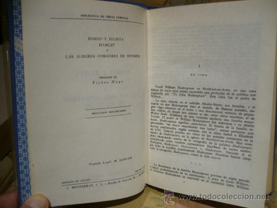 Libros de segunda mano: &rdquo;ROMEO Y JULIETA, HAMLET Y LAS ALEGRES COMADRES DE WINDSOR&rdquo; DE WILLIAM SHAKESPEARE. B.O.F. N&ordm; 30. - Foto 2