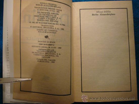 Libros de segunda mano: ALFRED D&Ouml;BLIN: - ALEXANDERPLATZ - (BARCELONA, 1982) - Foto 4