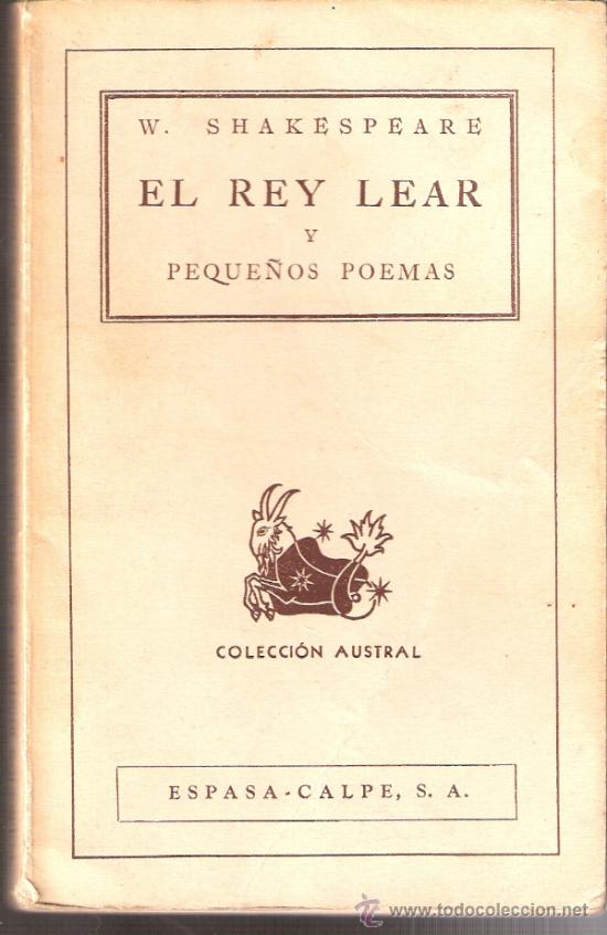 Libros de segunda mano: El Rey Lear. Peque&ntilde;os poemas. William Shakespeare. 1&ordf; edici&oacute;n. 1939. - Foto 1