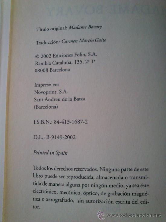 Libros de segunda mano: MADAME BOVARY - GUSTAVE FLAUBERT - EDICIONES FOLIO 2002 - Foto 3