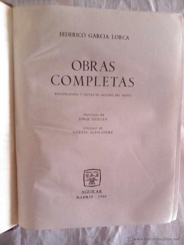 Libros de segunda mano: OBRAS COMPLETAS,FEDERICO GARCIA LORCA 1960 - Foto 2