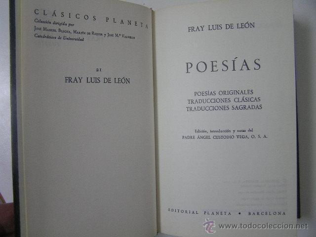 Libros de segunda mano: fray luis de leon,poesias,1970,planeta ed,ref &ntilde;9 - Foto 4