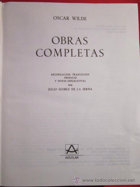 Libros de segunda mano: Obras completas. Oscar Wilde. Aguilar. 1981. - Foto 2